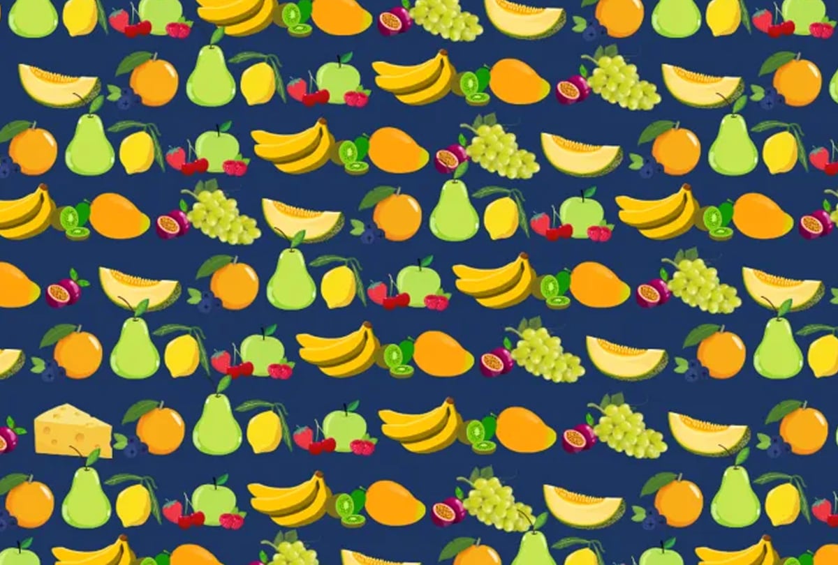 ¿Tienes visión 20/20? Encuentra el queso escondido entre las frutas en 15 segundos. (foto: Sunlife)