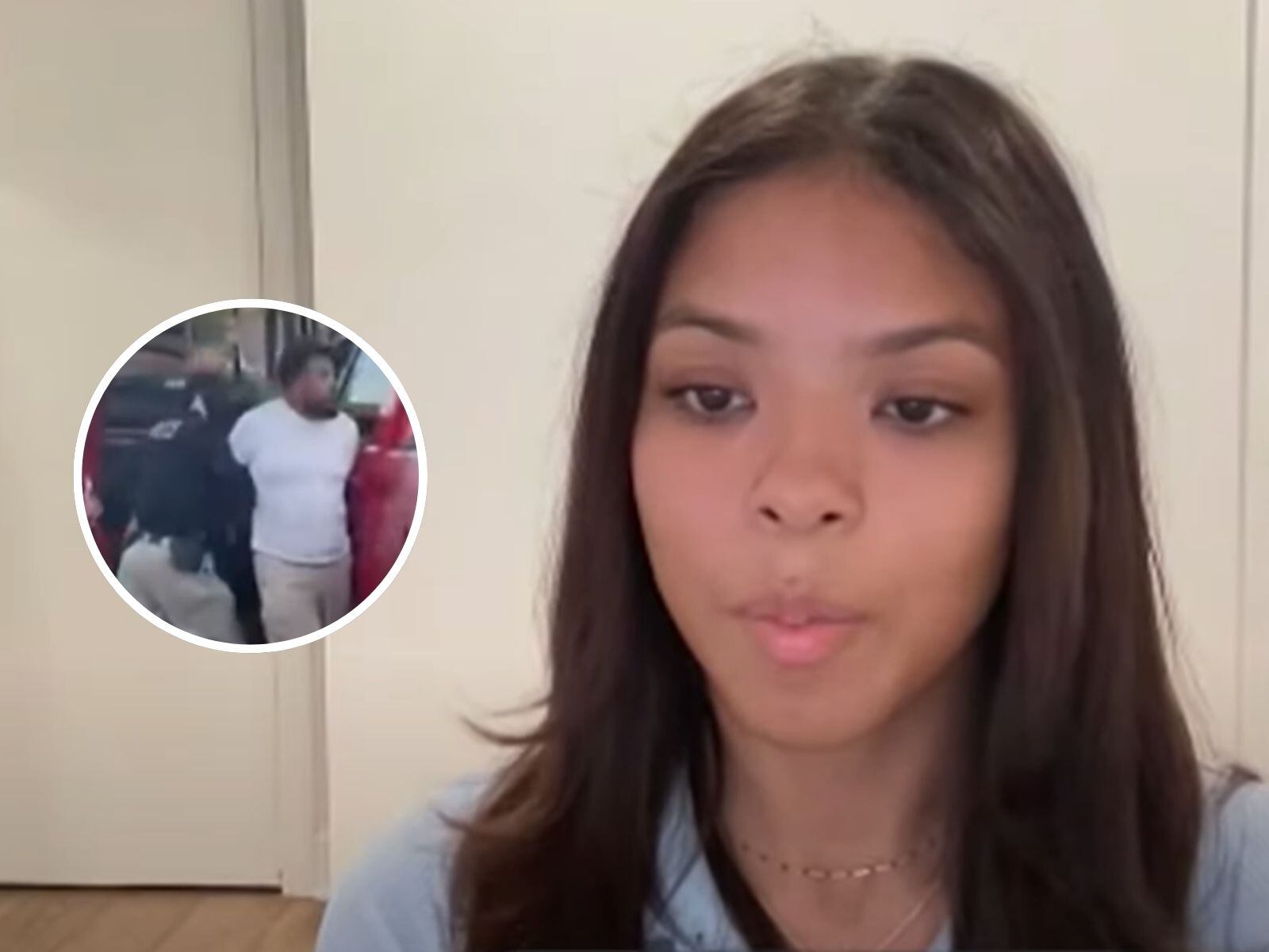 Leonela Chávez no puede creer cómo los agentes migratorios detuvieron a su padre. (Crédito: Univision Nueva York / YouTube)