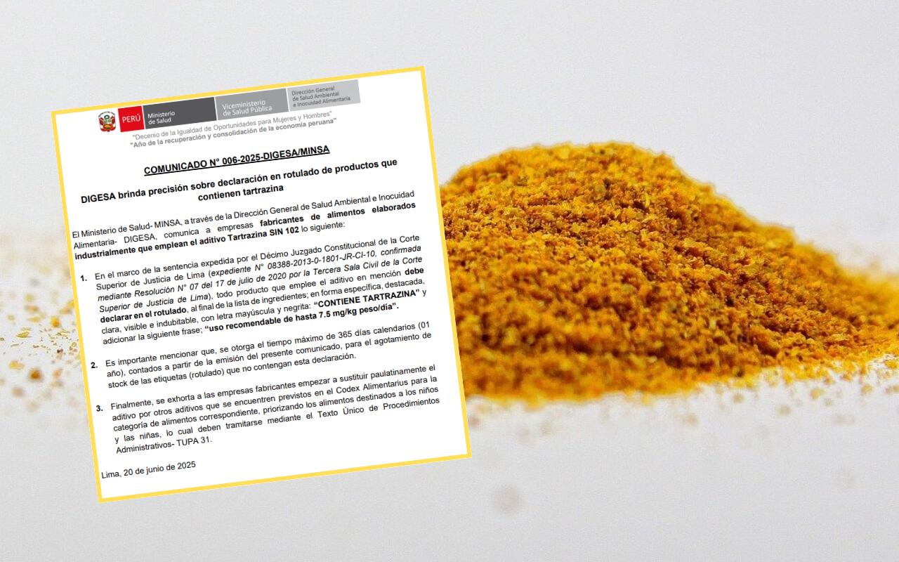 Comunicado de la Digesa por el uso de tartrazina en alimentos procesados