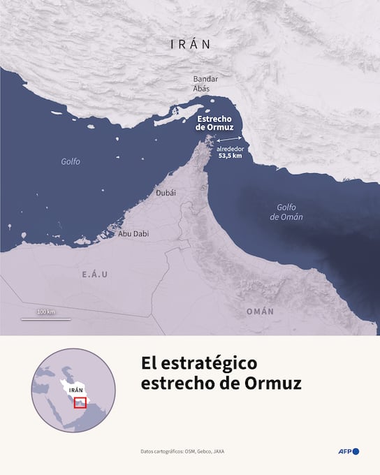 Ubícación del estratégico estrecho de Ormuz. (AFP).