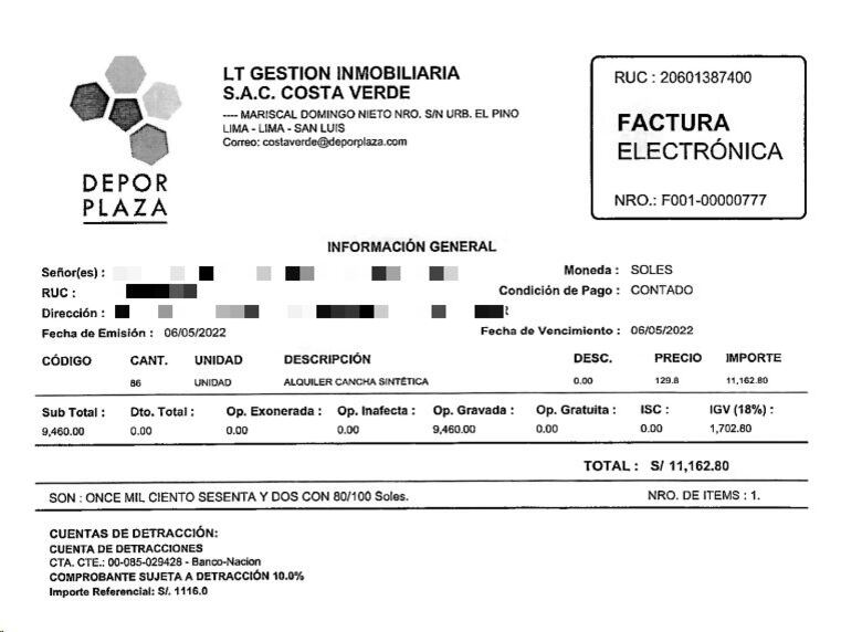 La comuna ha enviado al juzgado decenas de recibos de pago que, según afirma, muestran el cobro irregular a las academias deportivas que habría llevado a cabo la empresa Depor Plaza por el alquiler de las canchas.