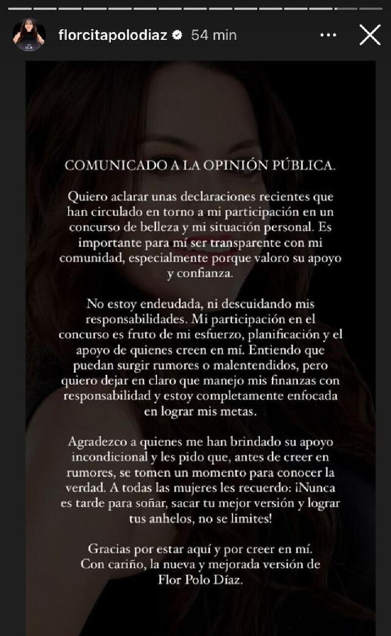 Las declaraciones de Susy Díaz originaron que Flor Polo utilizara sus redes sociales para pronunciarse y aclarar esta polémica situación. Foto: Captura Instagram