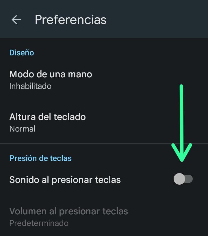 Desactiva el interruptor "Sonido al presionar teclas" (Foto: GEC)