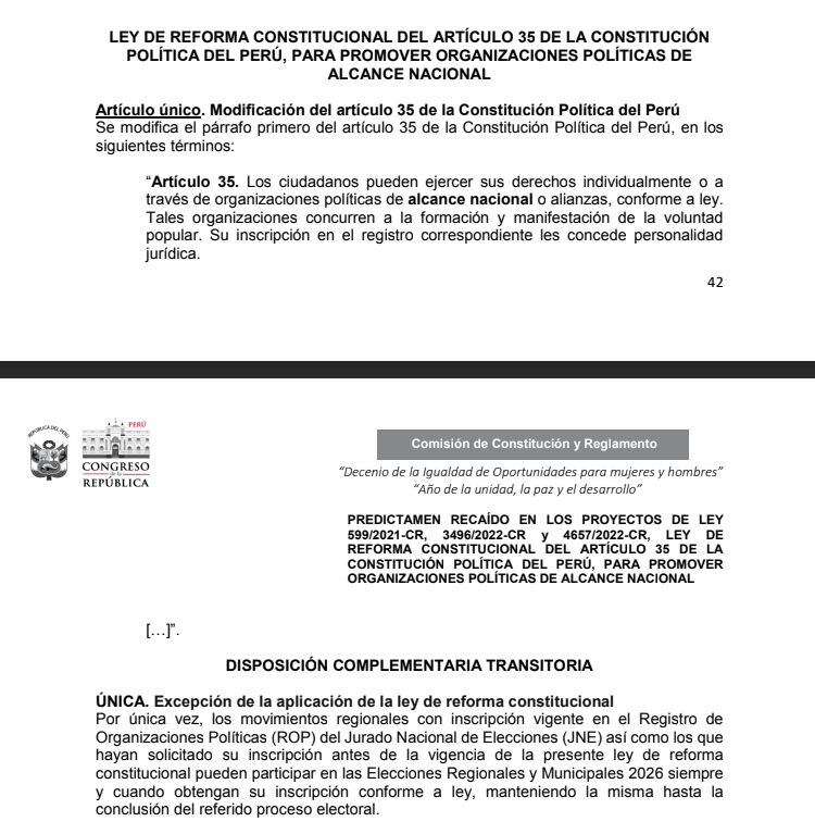 Este es el predictamen de la Comisión de Constitución