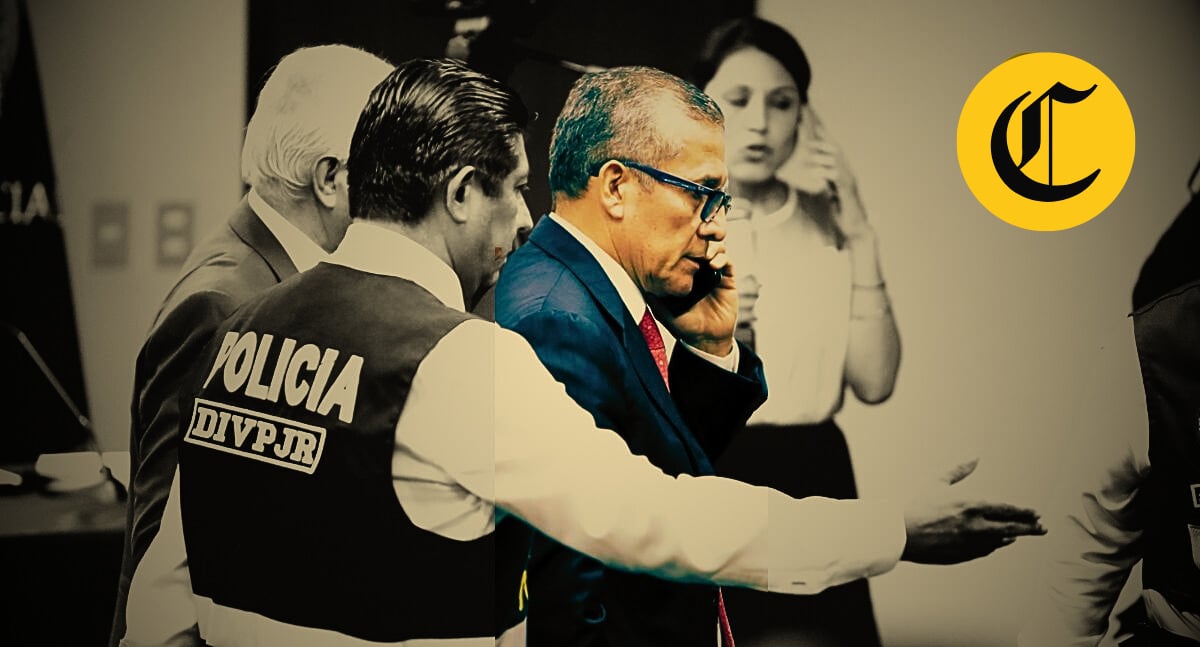 Ollanta Humala fue condenado a 15 años de prisión por el delito de lavado de activos. Purga su sentencia en el penal de Barbadillo. Este es el preciso momento en el que fue detenido tras la lectura del fallo. (Foto: El Comercio)