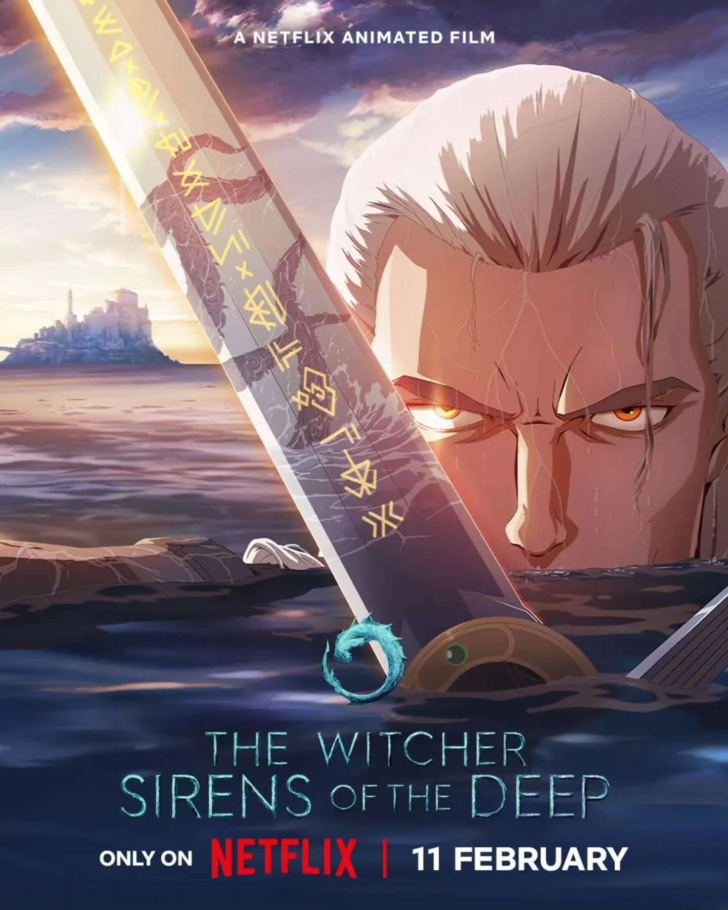 El póster de "The Witcher: Sirens of the Deep", película animada dirigida por Kang Hei Chul que se desarrolla a lo largo de 91 minutos de metraje (Foto: Netflix)