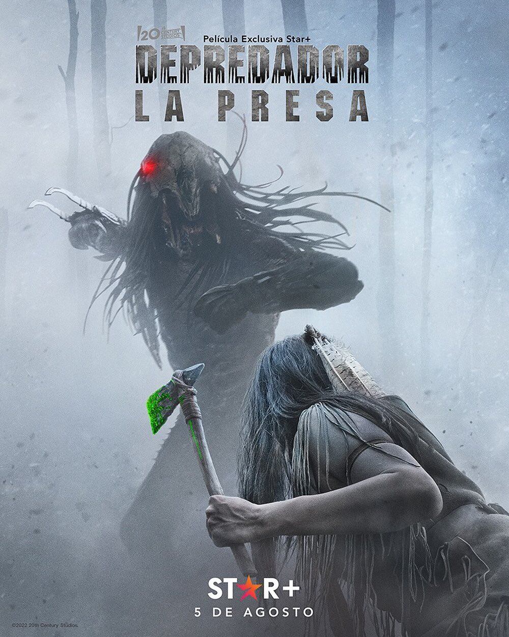 Póster promocional de "Depredador: La presa" para Star+ que muestra al villano luchando contra Nara (Foto: Star+)