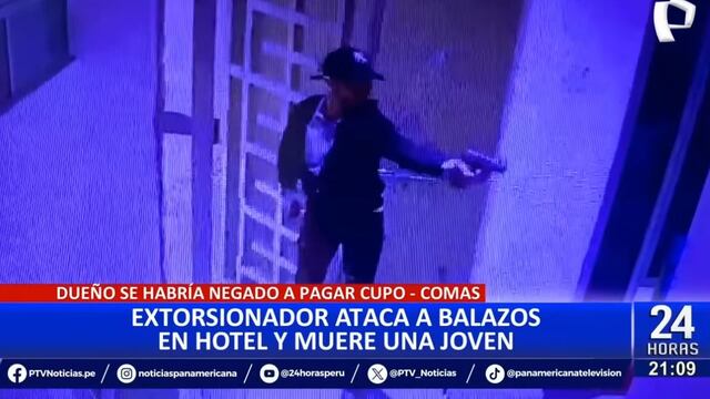 Comas: extorsionador asesina de varios balazos a joven mujer al interior de un hotel | VIDEO