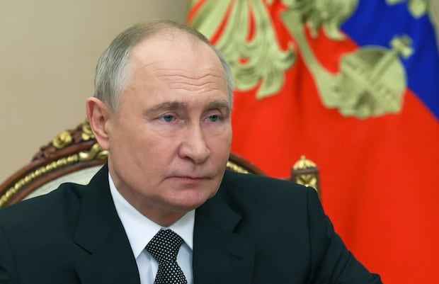 El presidente de Rusia, Vladimir Putin, dirige una reunión del Consejo de Seguridad por videoconferencia en Moscú el 8 de noviembre de 2024. (Foto de Vyacheslav PROKOFYEV/POOL/AFP).