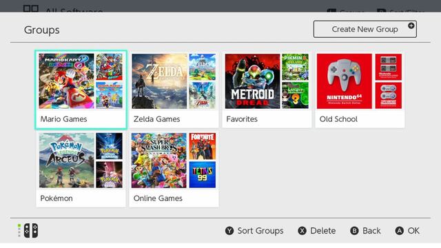 Nintendo Switch: ya puedes organizar tus juegos por grupos con la última actualización de la consola