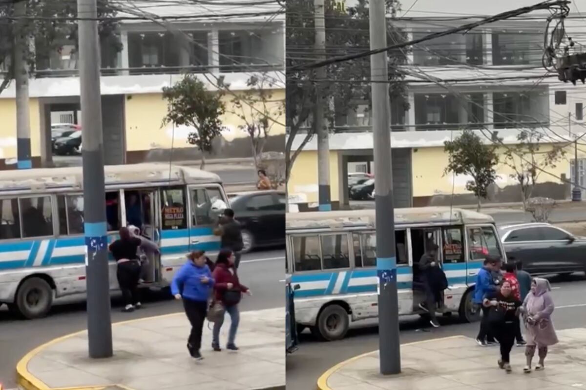 Pasajeros se bajan despavoridos de la unidad ante vandalismo. Foto: composición EC/captura redes sociales