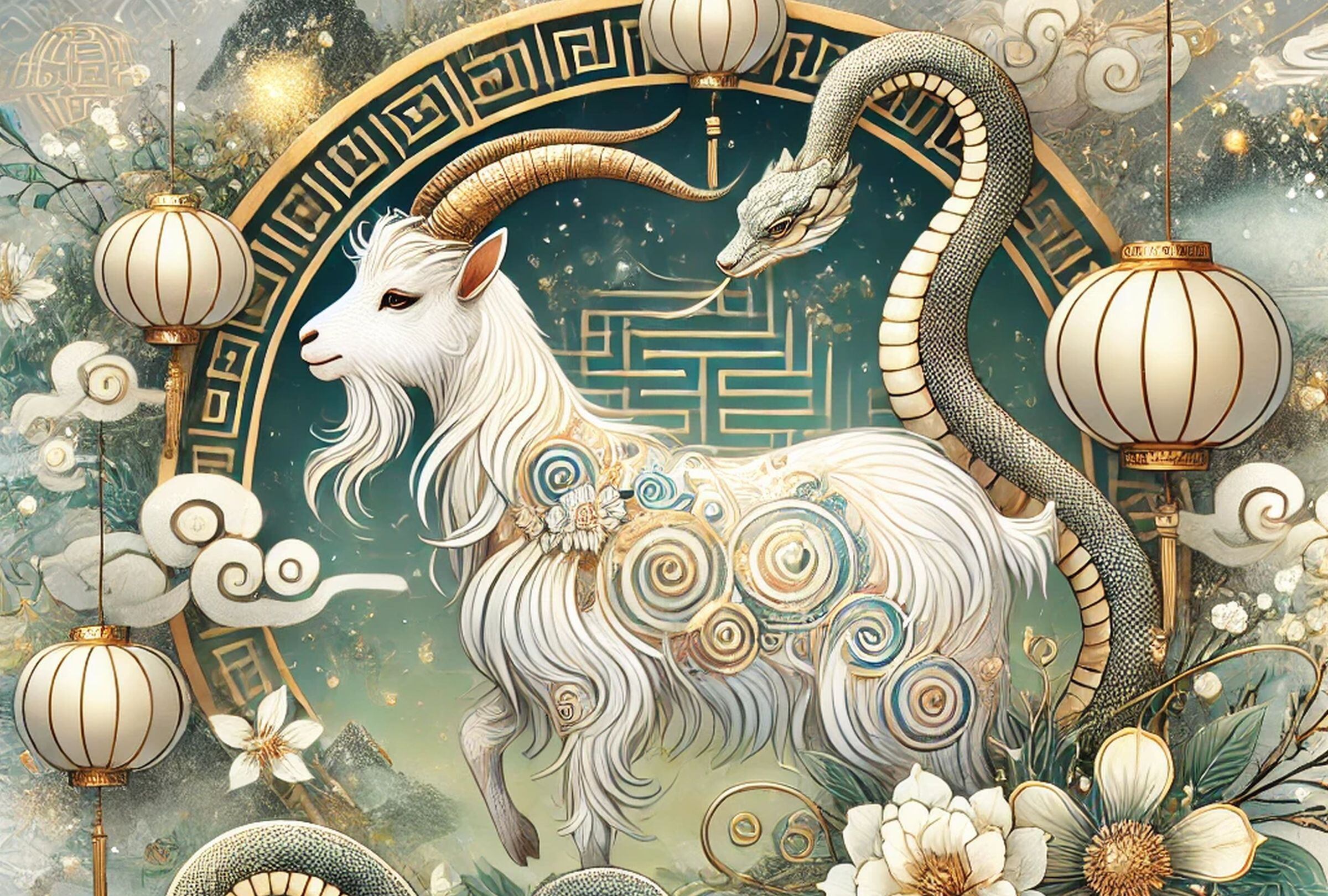 Horóscopo chino 2025 para el cabra en el año de la Serpiente de Madera Yin.