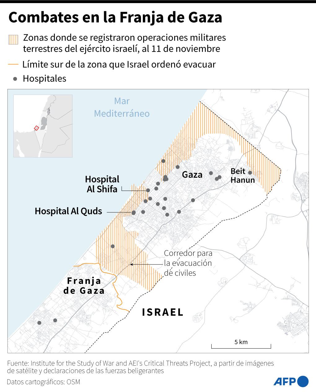 La situación de la guerra en Gaza. (AFP).