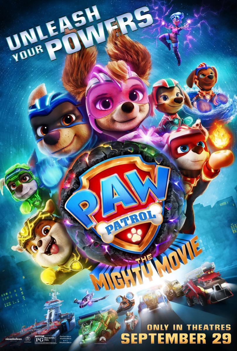 El póster oficial de la película “PAW Patrol: The Mighty Movie” (Foto: Nickelodeon Animation Studios)