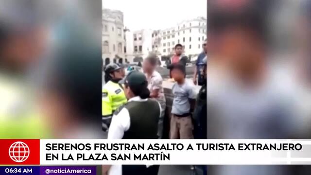 Cercado de Lima: serenos frustraron robo a turista en la Plaza San Martín