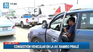 Reportan gran congestión vehicular en avenida Ramiro Prialé | VIDEO