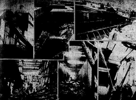 Imágenes que muestran la destrucción de la Biblioteca Nacional debido al incendio producido en mayo de 1943.