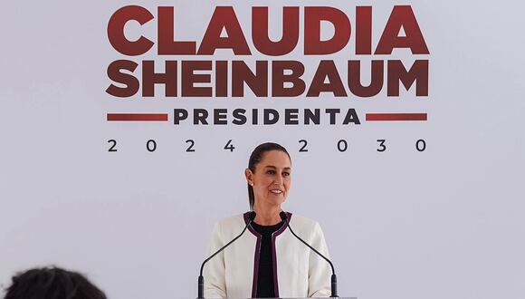 La presidenta electa de México, Claudia Sheinbaum durante una conferencia de prensa en Ciudad de México, el 12 de junio de 2024. (Foto de Casa de campaña de Claudia Sheinbaum / EFE)