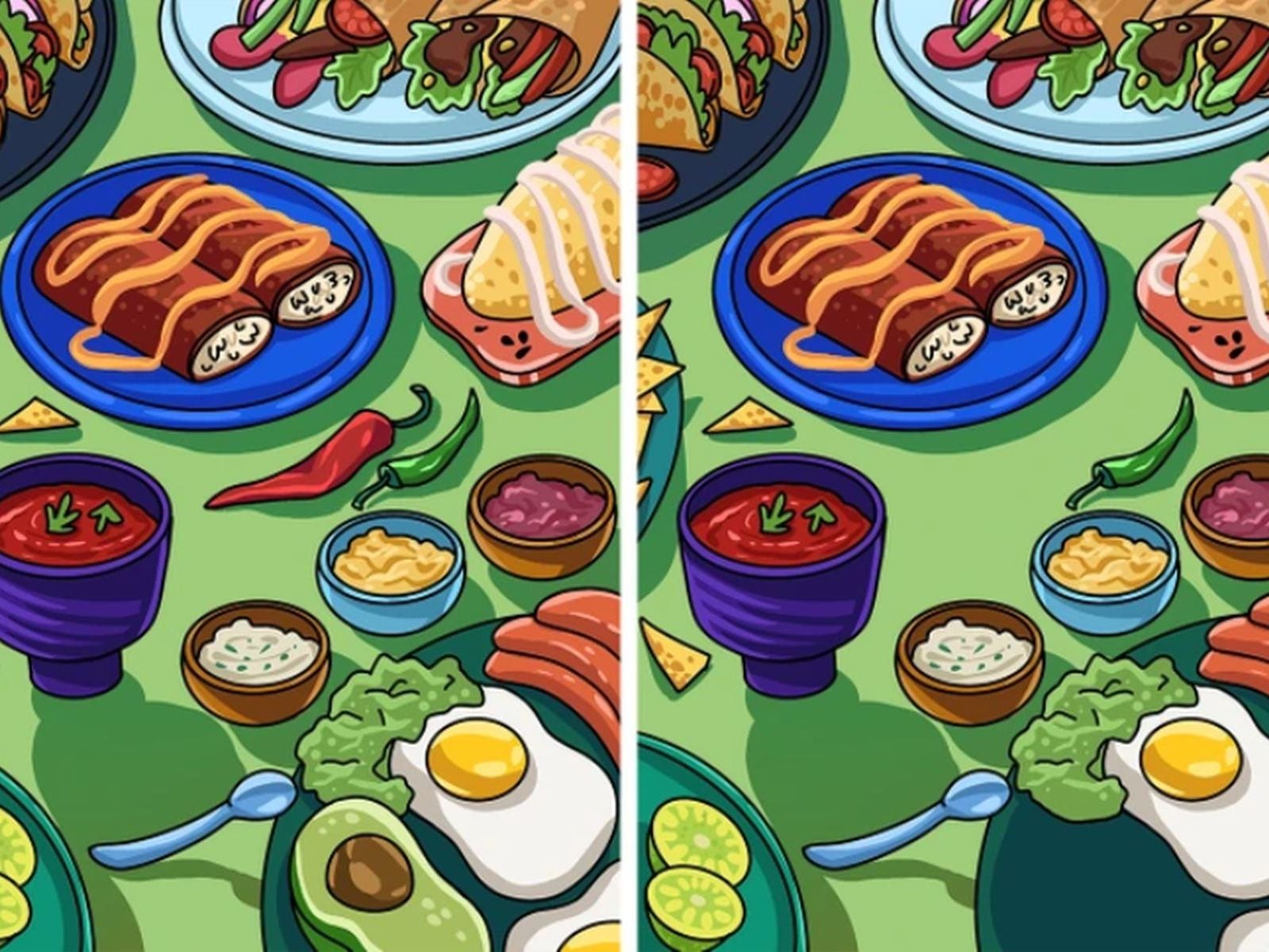 RETO VISUAL | Estas imágenes de comidas parecen ser iguales, pero no. Tienen 2 diferencias. (Foto: genial.guru)