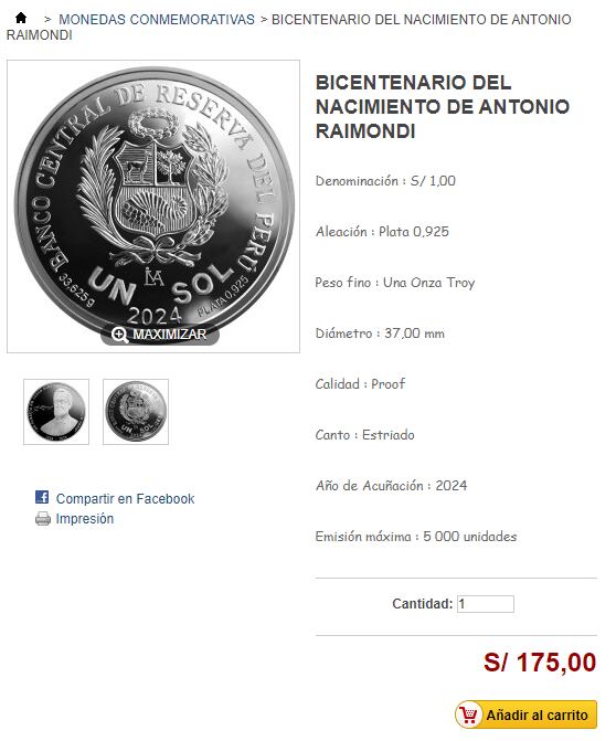 Este tipo de monedas puede alcanzar un valor cercano a los 175 soles (Foto: BCR)