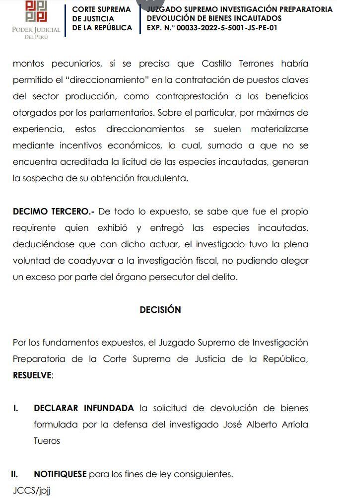 José Arriola había pedido que le devuelvan el dinero incautado en marzo. (Foto: Congreso)