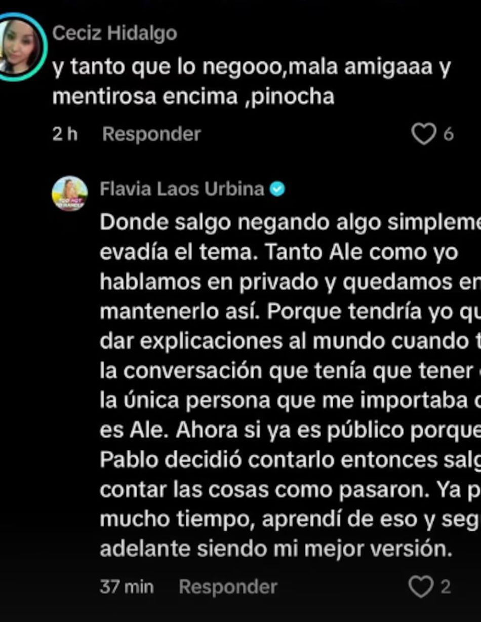 Este es uno de los comentarios que respondió Flavia Laos en TikTok. (Foto: Captura de pantalla)