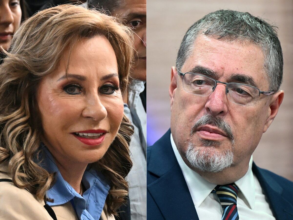 Bernardo Arévalo, candidato presidencial del Partido Movimiento Semilla de Guatemala, y Sandra Torres, candidata guatemalteca por el partido Unión Nacional de la Esperanza y ex primera dama (2008-2011). (Foto de Johan ORDONEZ / AFP)