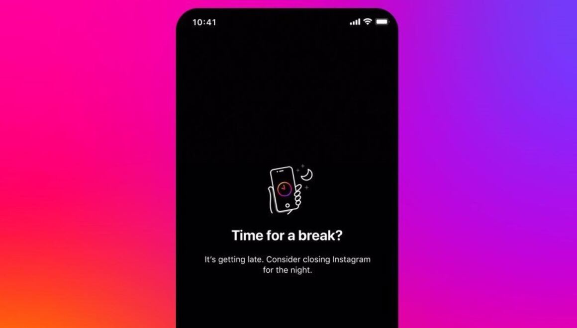 Notificación de descanso nocturno en Instagram.