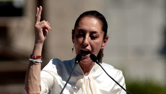 La candidata presidencial de izquierda mexicana Claudia Sheinbaum. (Foto de Ulises Ruiz / AFP)