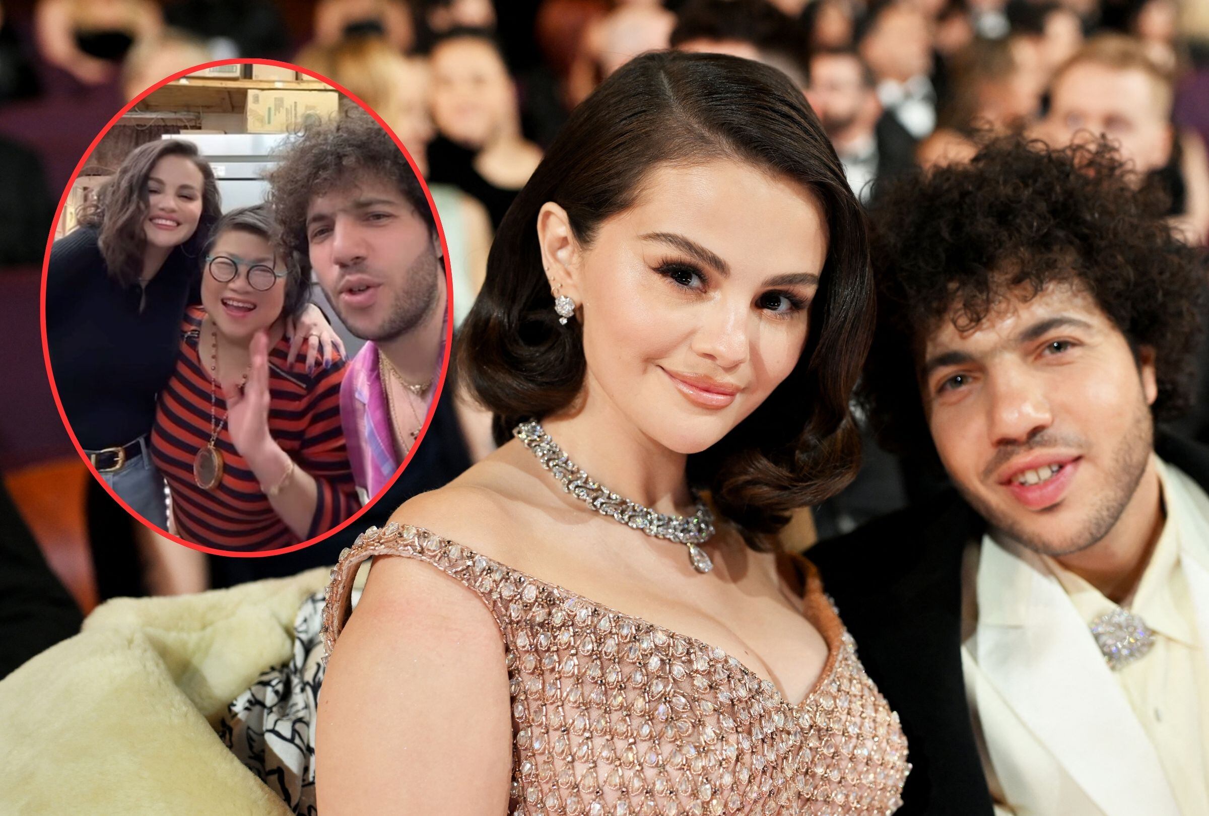 Selena Gomez y Benny Blanco sorprendieron a todos al volver al restaurante donde fue su primera cita. Ahí hicieron lo inesperado. (Foto: Richard Harbaugh / AMPAS / AFP y @itsbennyblanco / Instagram)
