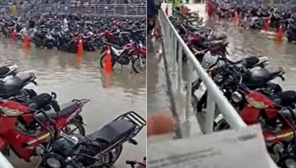 El estacionamiento del Mall Aventura de Iquitos se vio afectado por las lluvias registradas en esa ciudad en los últimos días | Captura de video / Buenos Días Perú