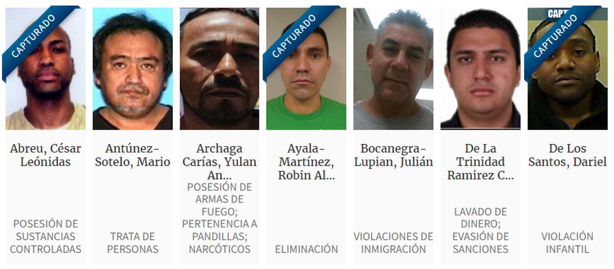 Lista de criminales buscados en Estados Unidos (Foto: ICE)