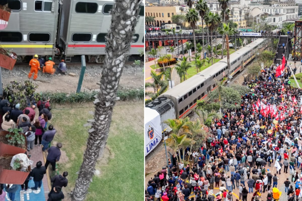 El incidente ocurrió la tarde de este 14 de julio, cuando la Municipalidad de Lima presentaba los primeros coches y locomotoras donados para el servicio del tren Lima-Chosica. Foto: Latina/MML