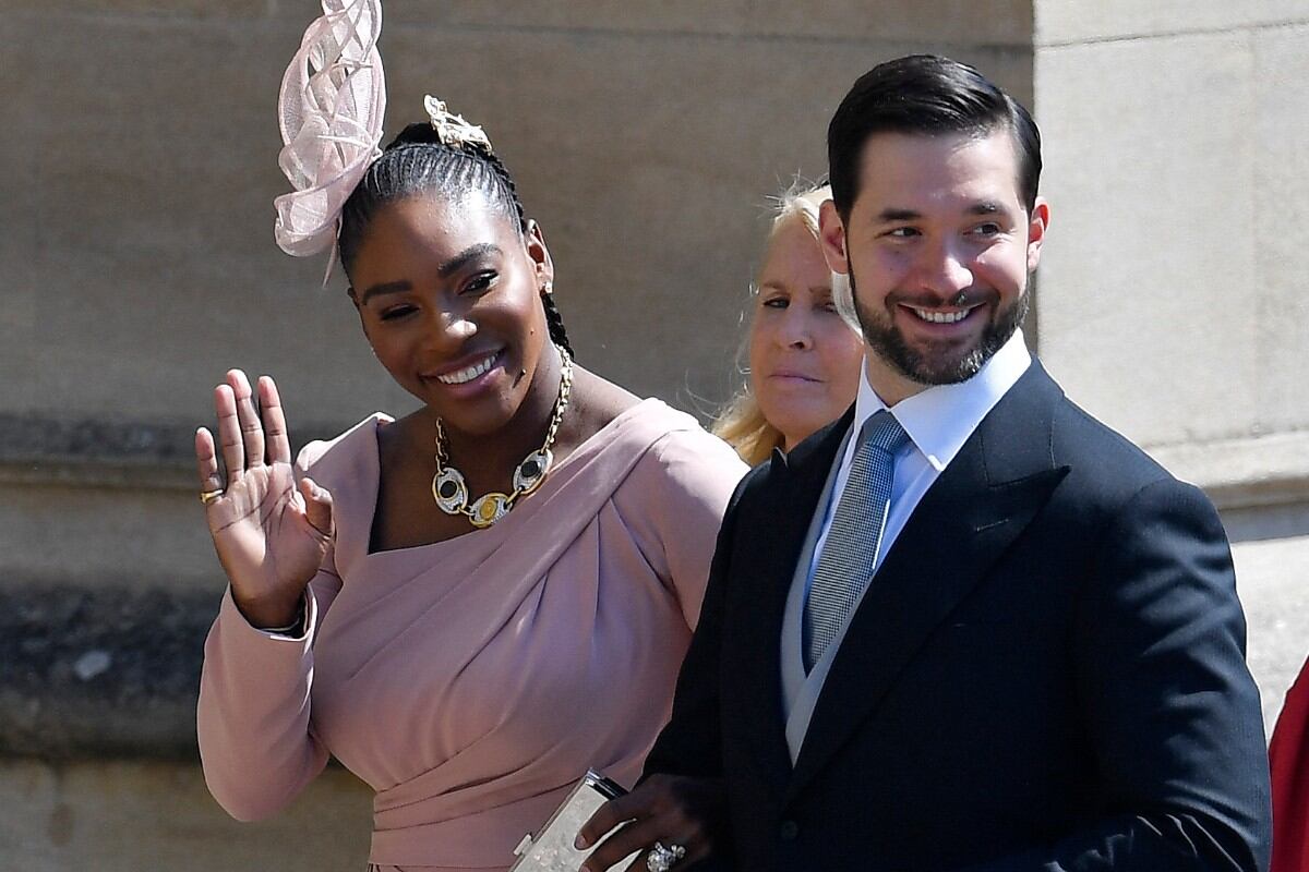 Serena Williams y su esposo Alexis Ohanian en la boda del príncipe Enrique y Meghan de Sussex (Foto: AFP)
