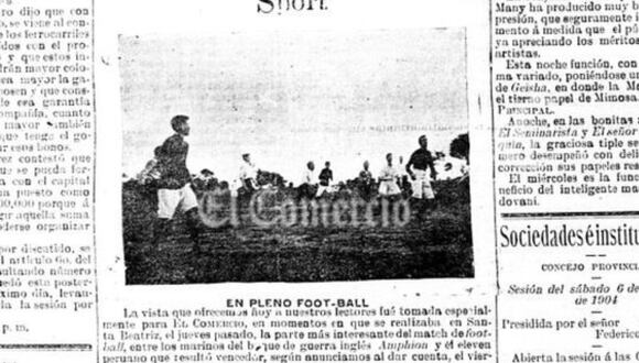 La primera foto de un partido de fútbol que se publicó en El Comercio. (Foto: Archivo)