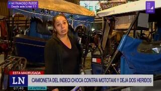 La Victoria: choque de camioneta contra mototaxi deja dos heridos de gravedad | VIDEO