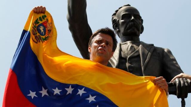 ¿A qué estatua se subió Leopoldo López antes de ser detenido?