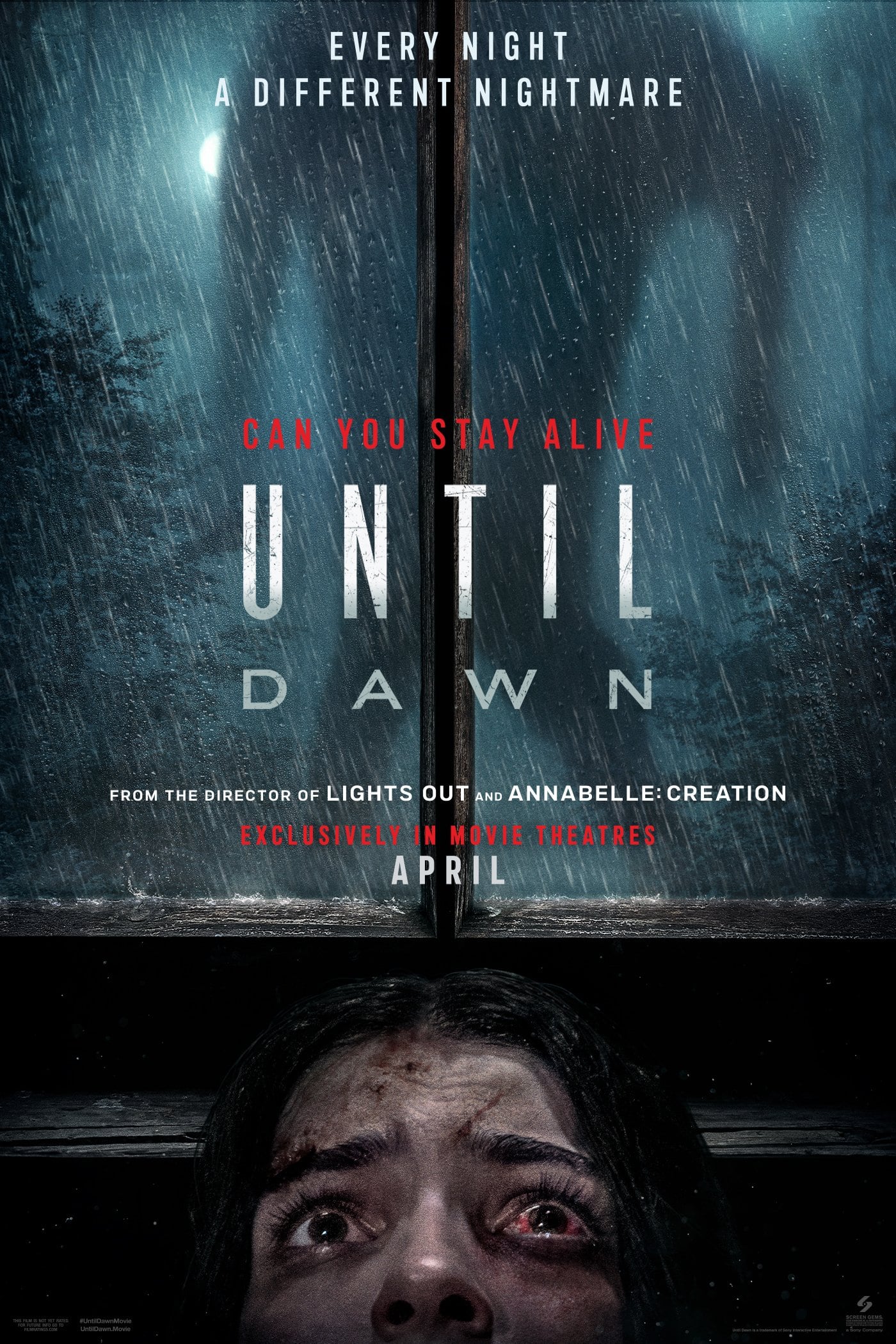 El póster de "Until Dawn", película de terror que se desarrolla a lo largo de 103 minutos de metraje (Foto: Sony Pictures Releasing)