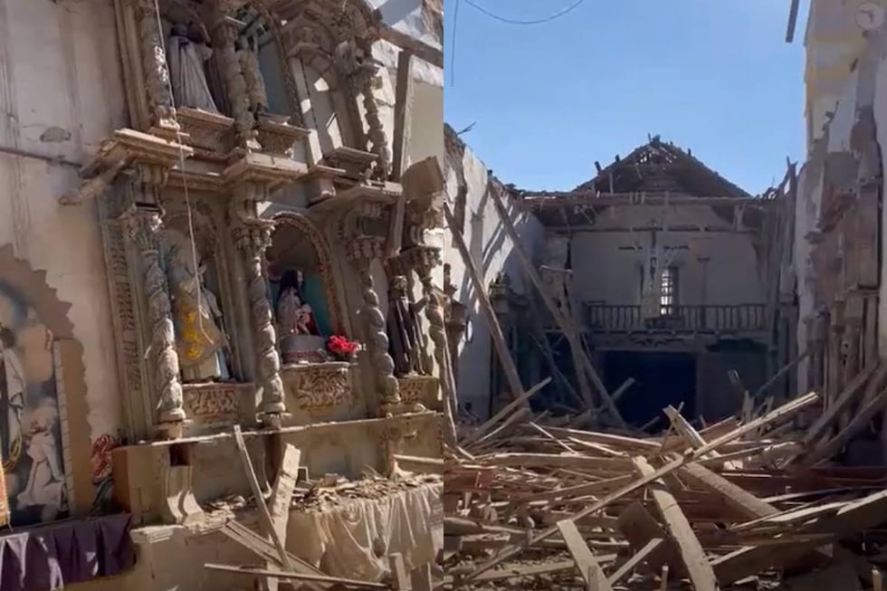 Sismo derrumba parte de la parroquia Santiago Apóstol en Junín. Foto: Captura de video/RPP