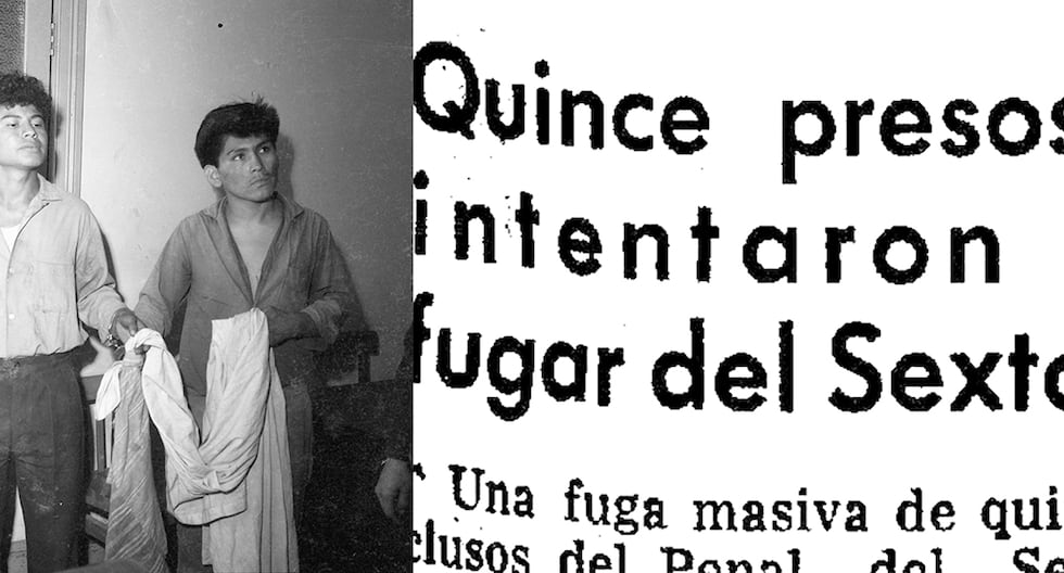 Lima, 1 de abril de 1964. Dos de los cabecillas juveniles de 'El Sexto' explicaron a la Policía cómo es que usaron tablones y sábanas para intentar fugar del penal, ubicado en el centro de Lima. (Foto: GEC Archivo Histórico)
