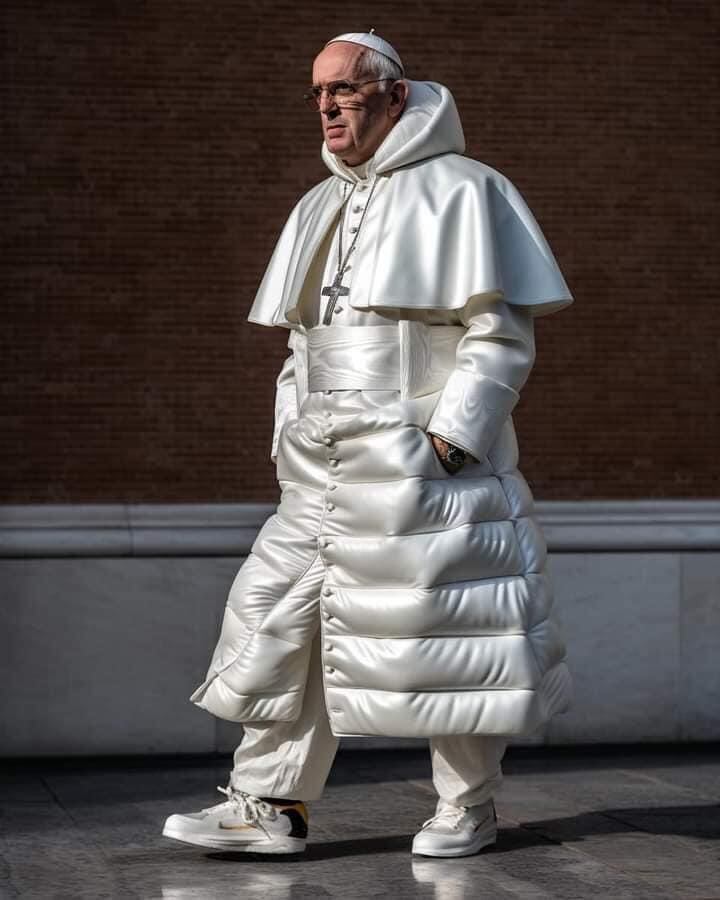 Imagen del Papa Francisco hecha con IA de  MidJourney.