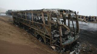 Pasajeros se salvaron de morir por incendio de bus interprovincial