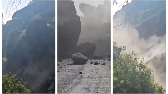 Huaraz: impresionante desprendimiento de rocas y tierra interrumpe tránsito en Pativilca | VIDEO 