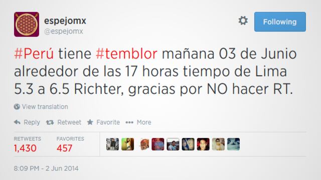 La cuenta de Twitter que "anunció" el sismo en Lima