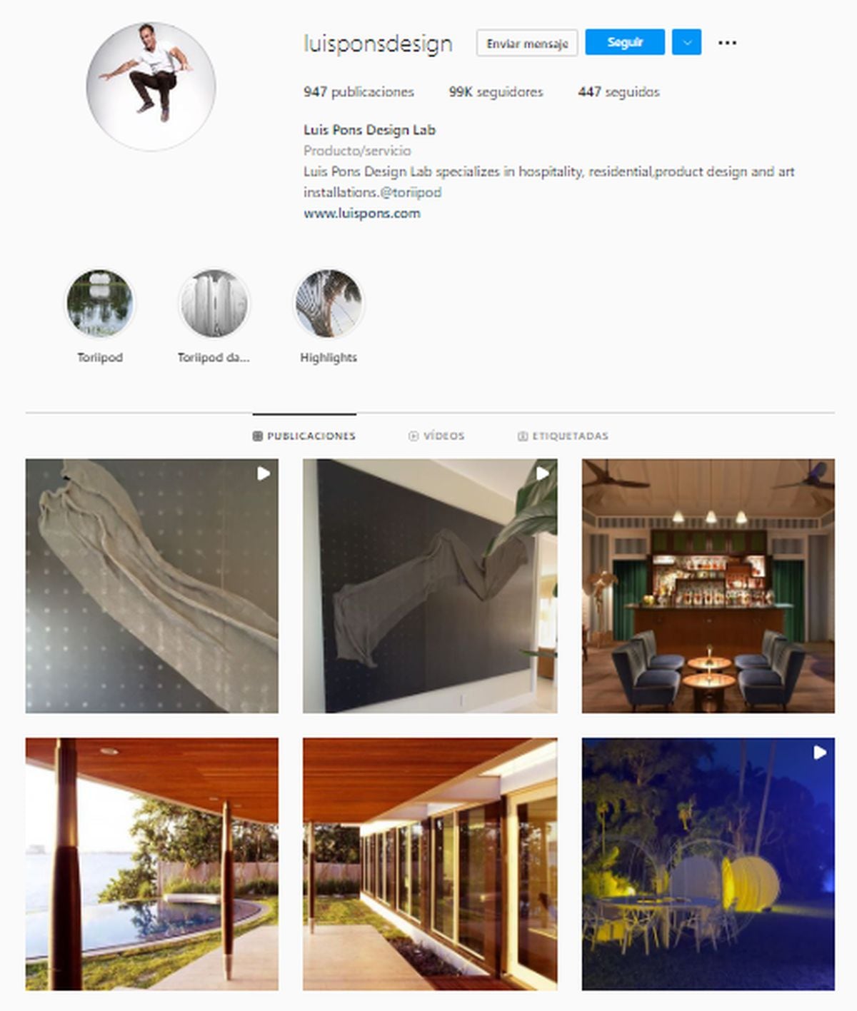 La cuenta donde el padre de Lele Pons sube imágenes de los trabajos como diseñador realiza (Foto: Luis Pons / Instagram)