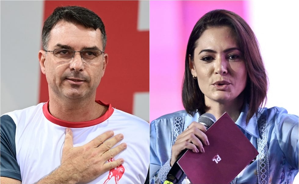 Las acusaciones de Michelle Bolsonaro contra Flávio Bolsonaro mantiene en alerta a la derecha brasileña de cara a las elecciones presidenciales de octubre próximo. (Fotos: AFP)
