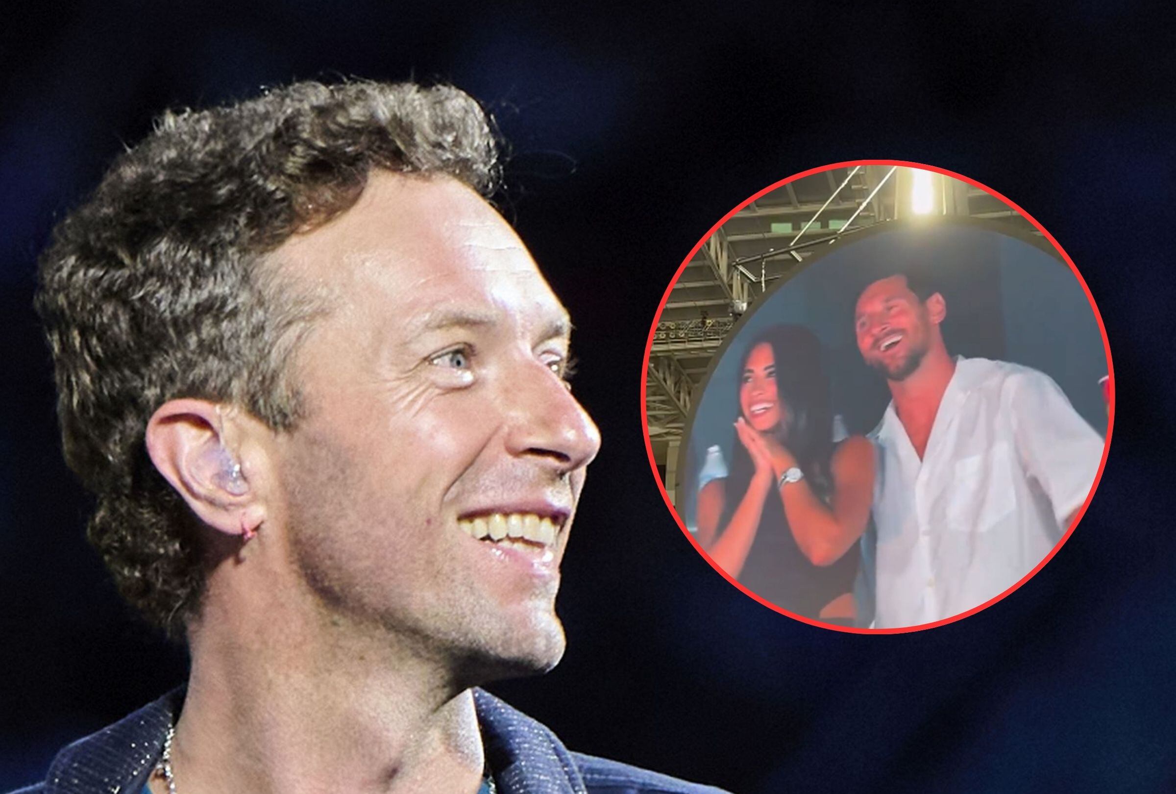 Chris Martin les cantó una serenata a Lionel Messi y a Antonela Roccuzzo luego que ellos aparecieran en la ‘Kiss Cam’ de Coldplay. (Foto: Robert Okine / Getty Images y @diceeldani / Instagram)