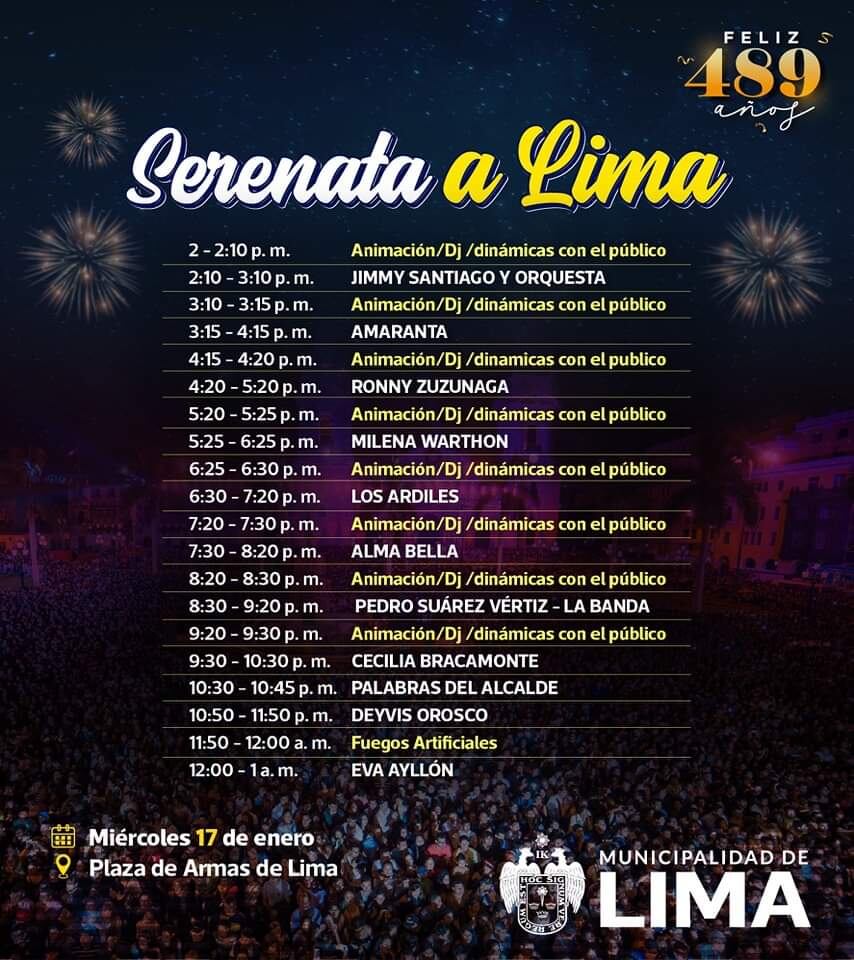 Programación de la serenata a Lima