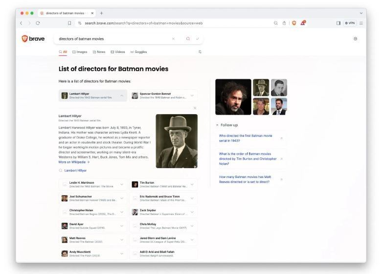 Interfaz del buscador Brave Search.