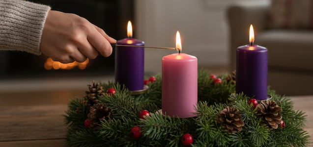 Oración para encender la tercera vela de la Corona de Adviento 2025 este domingo 14 de diciembre